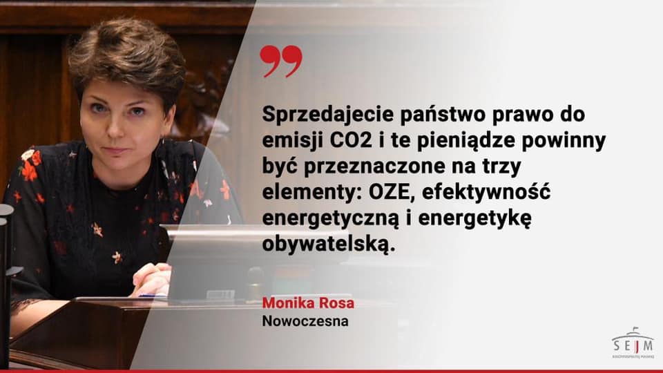 Wystąpienie nt. obecnej polityki energetycznej i klimatycznej | Monika Rosa